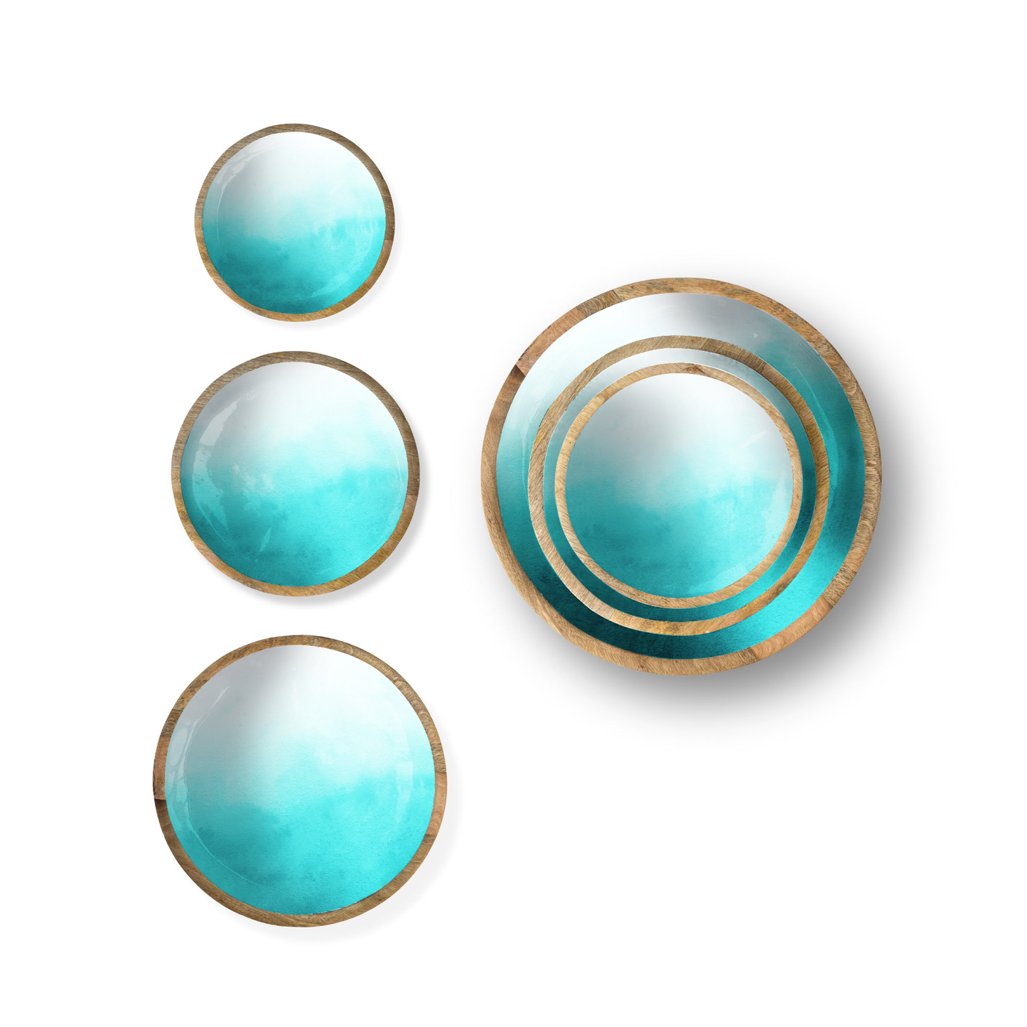 Aqua Ombre Set of 3 Decorative Bowls