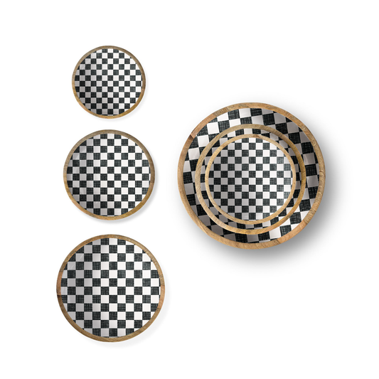 Black Check Set of 3 Decorative Bowls