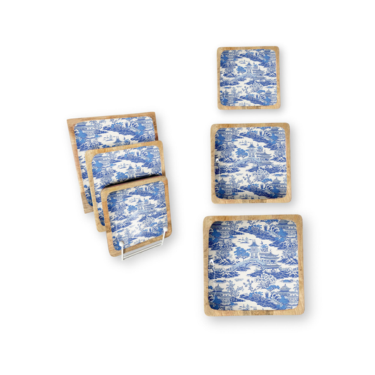 Blue Chino Set of 3 Decorative Square Trays