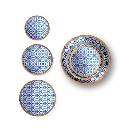 Blue Tile Set of 3 Decorative Bowls