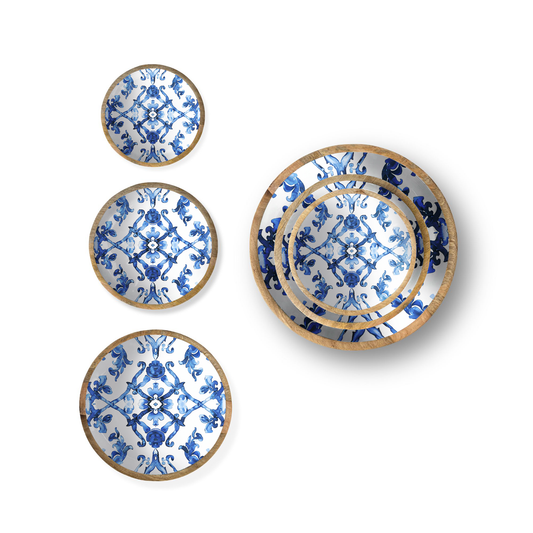 Blue Watercolor Set of 3 Decorative Bowls