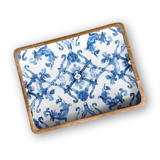 Blue Watercolor 13'X17" Decorative Tray