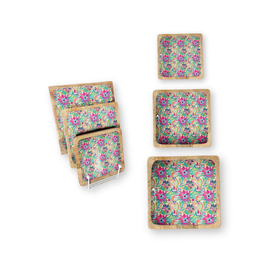 Bright Paisley Set of 3 Decorative Square Trays