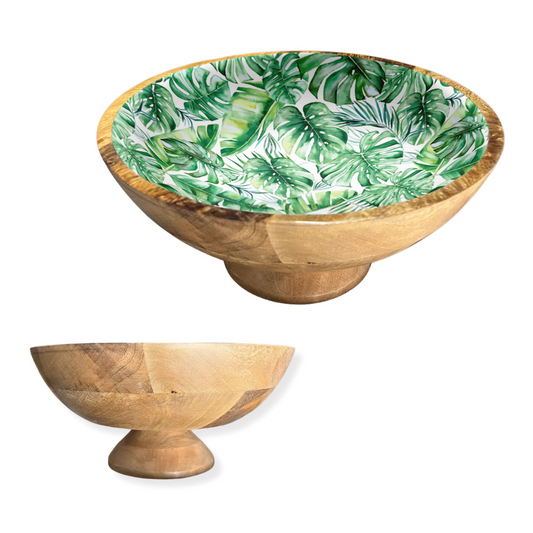 Green Palm 12" Decorative Pedestal Bowl