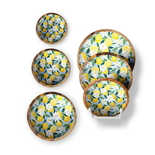 Lemons Set of 3 Decorative Round Trays