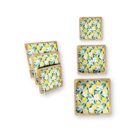 Lemons Set of 3 Decorative Square Trays
