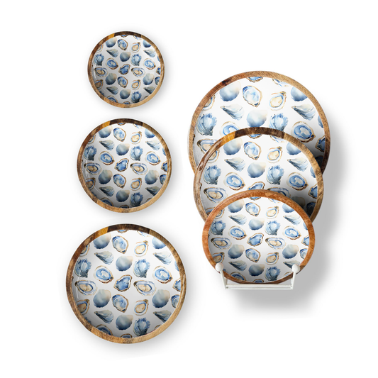 Oysters Set of 3 Decorative Round Trays