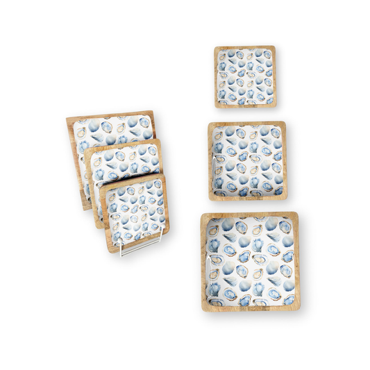 Oysters Set of 3 Decorative Square Trays