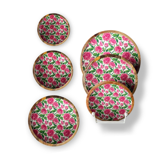 Roses Set of 3 Decorative Round Trays