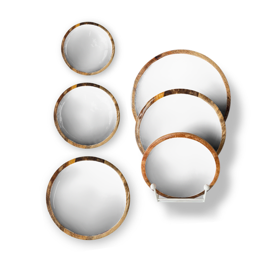 White Set of 3 Decorative Round Trays