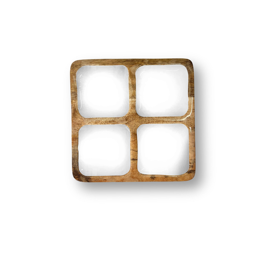 White Set of 3 Decorative Square Trays