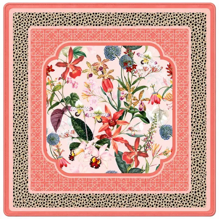 Peach Spotted Cheetah in Bloom Premium Mahjong Mat – 33"