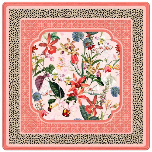 Peach Spotted Cheetah in Bloom Premium Mahjong Mat – 33"