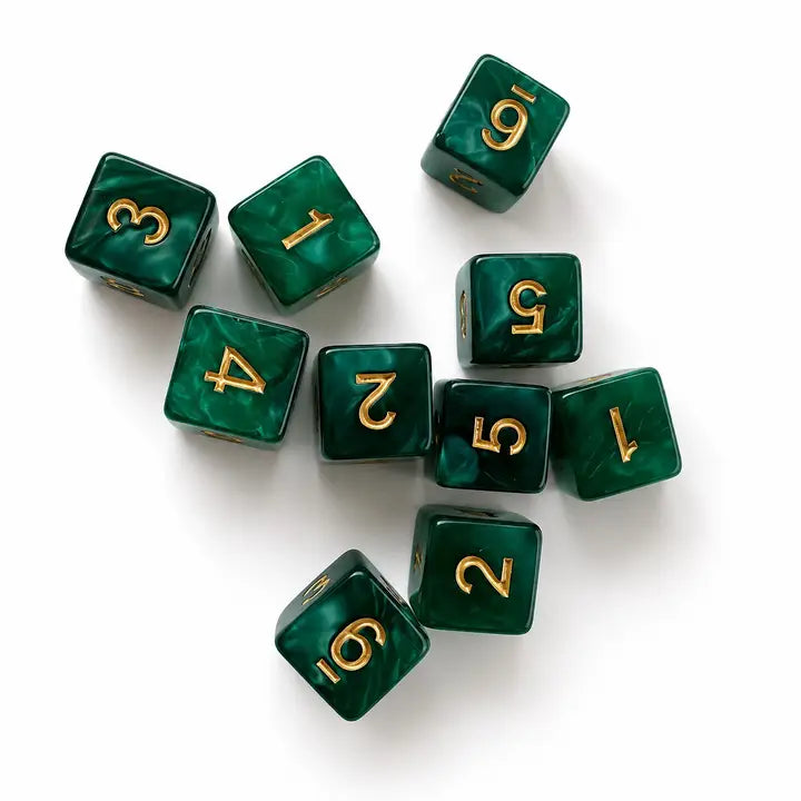 Pearlized Acrylic Mahjong Dice Set – Metallic Gold Numbering, Specialty Game Accessories