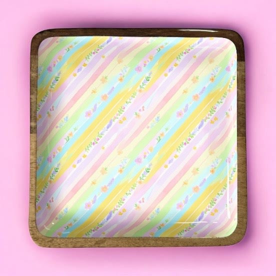 Spring Stripes 10" Square Tray