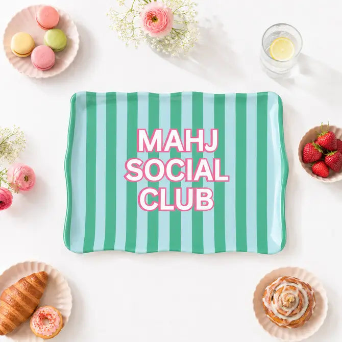 Mahjong Social Club Serving Tray | 15" x 11" Heavyweight Melamine Mahjong Tray | Dishwasher Safe Hostess Gift