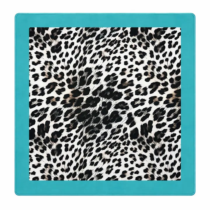 Teal Rivera Leopard 33" Mahjong Mat