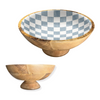 Blue Check 12" Decorative Pedestal Bowl