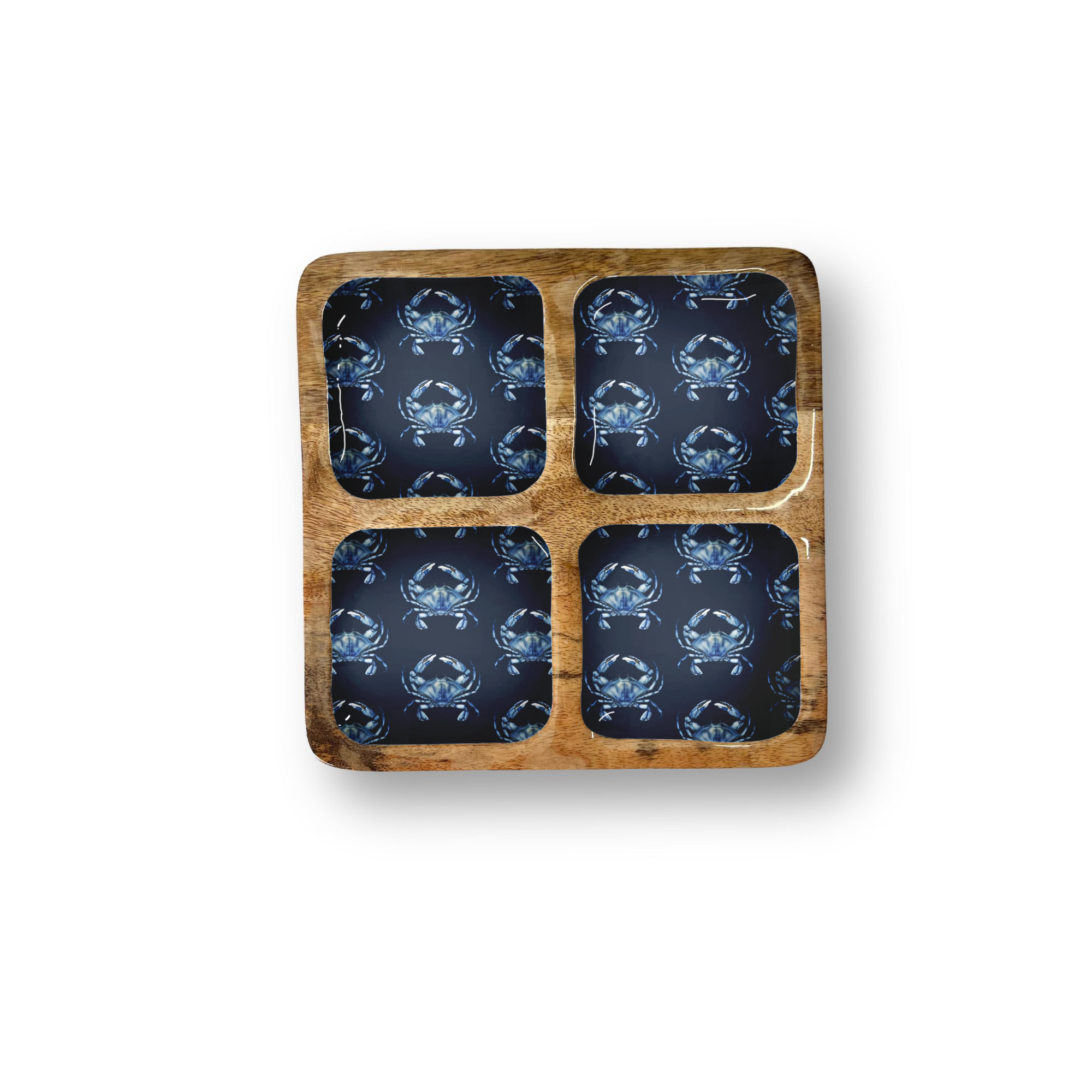 Blue Crab Decorative Tray with 4 Compartments