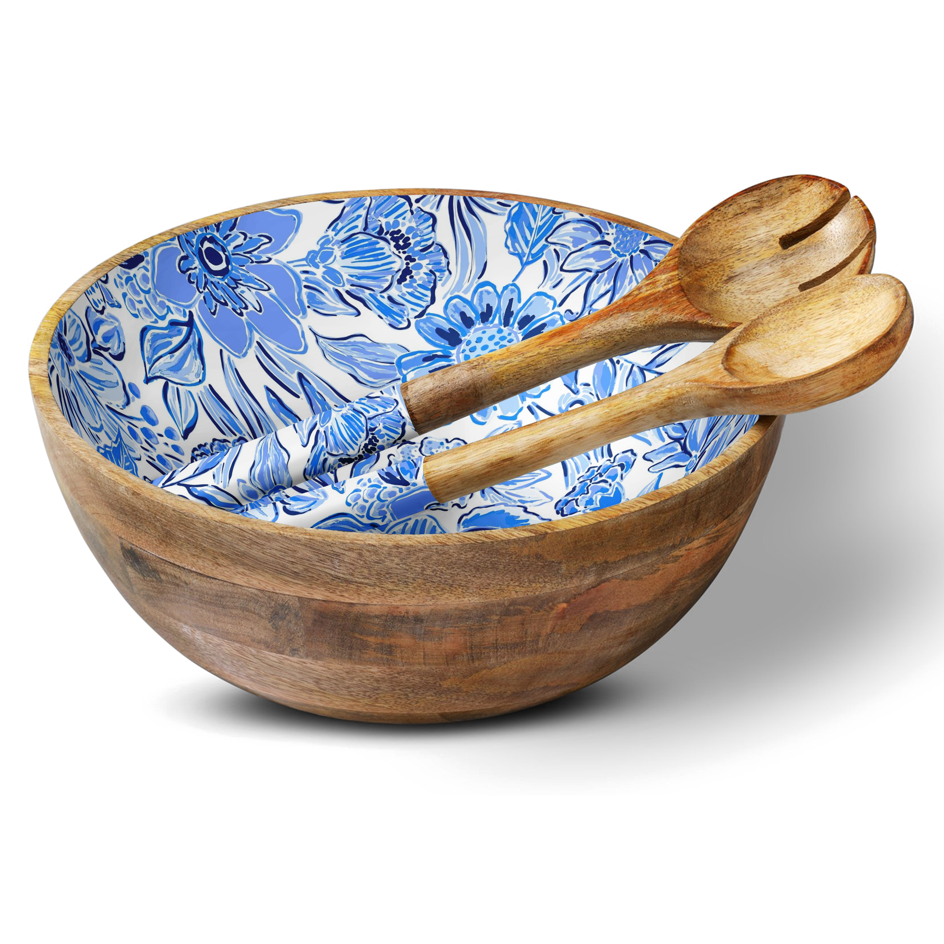 Blue Floral 12" Decorative Bowl Item