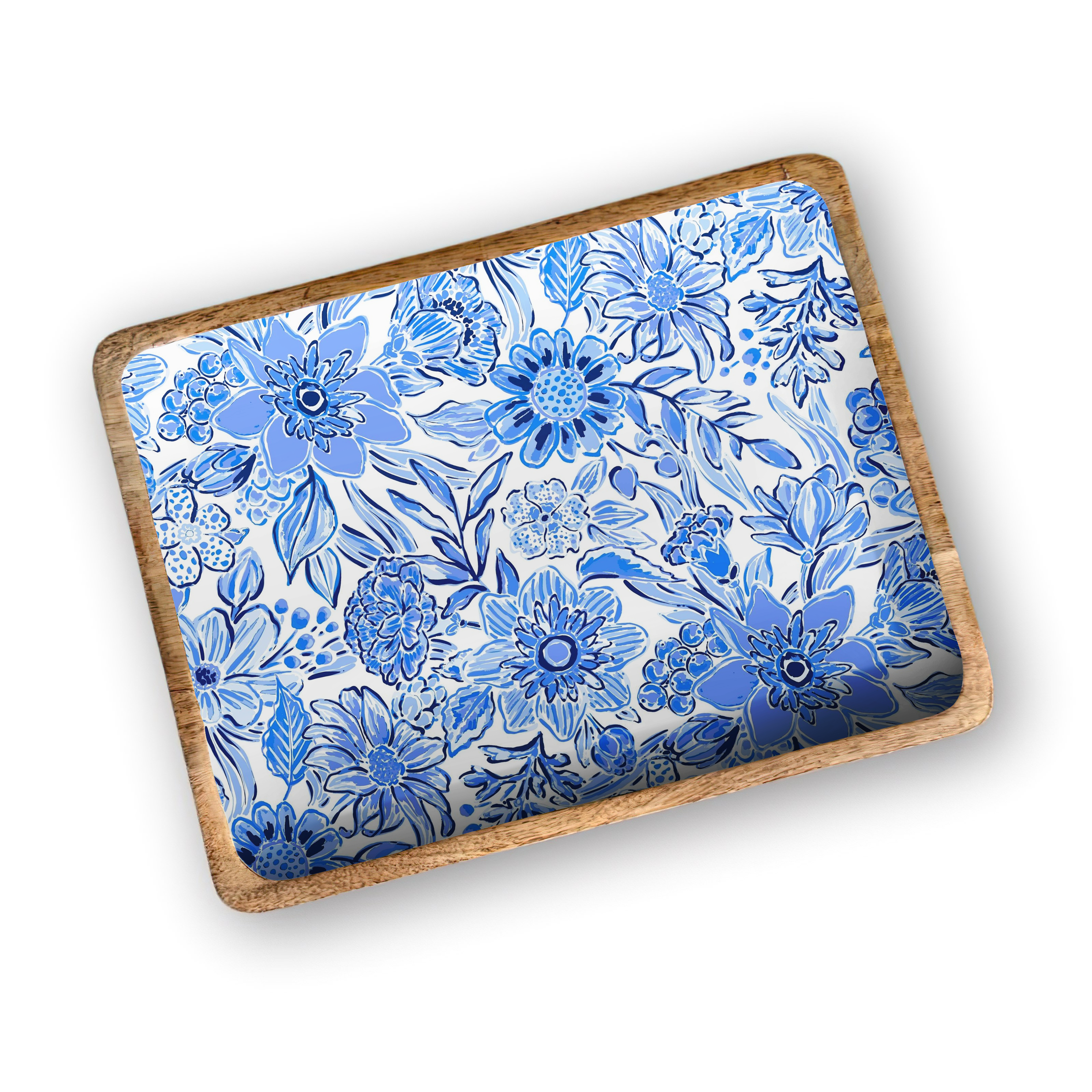 Blue Floral 13'X17" Decorative Tray Item