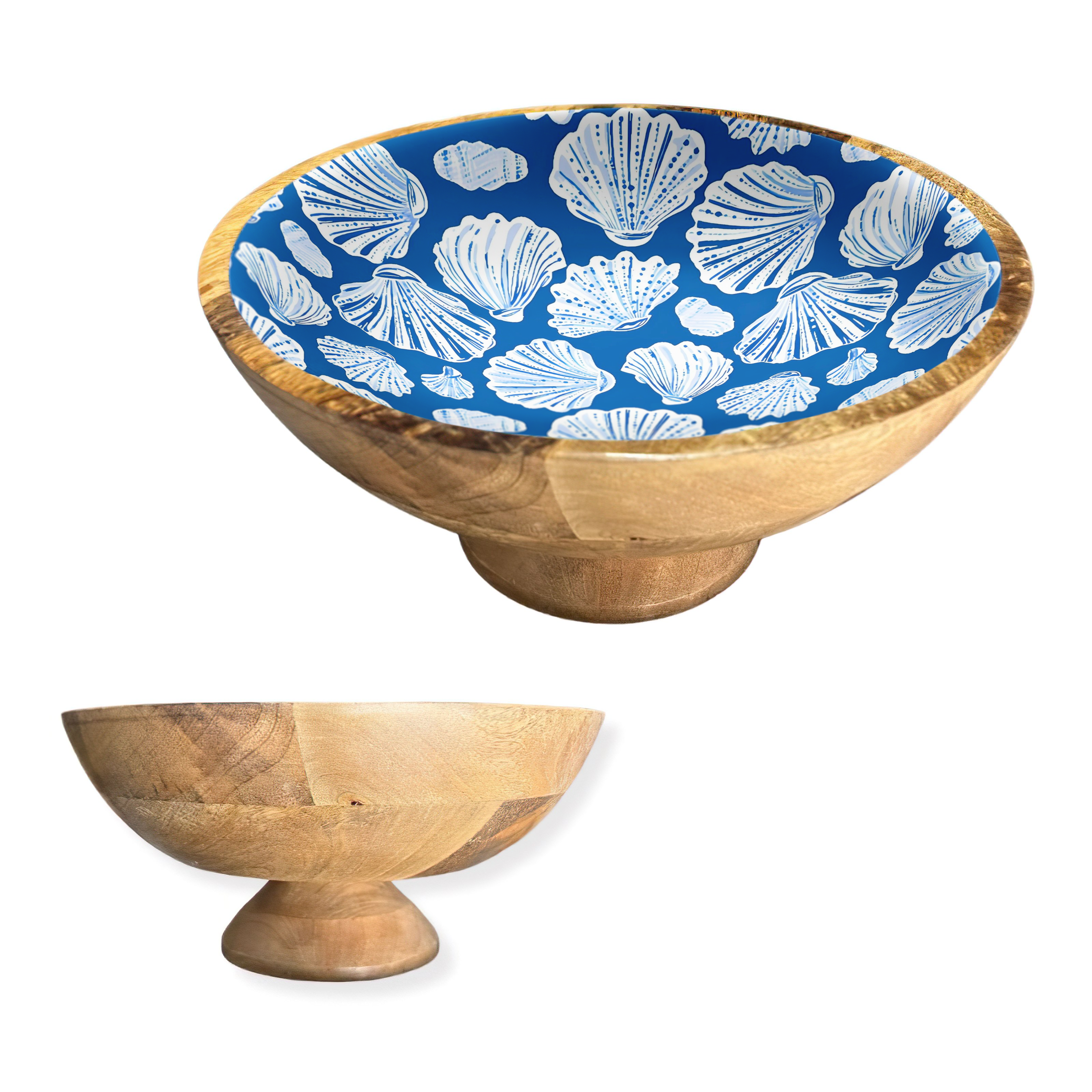 Blue Shell 12" Decorative Pedestal Bowl