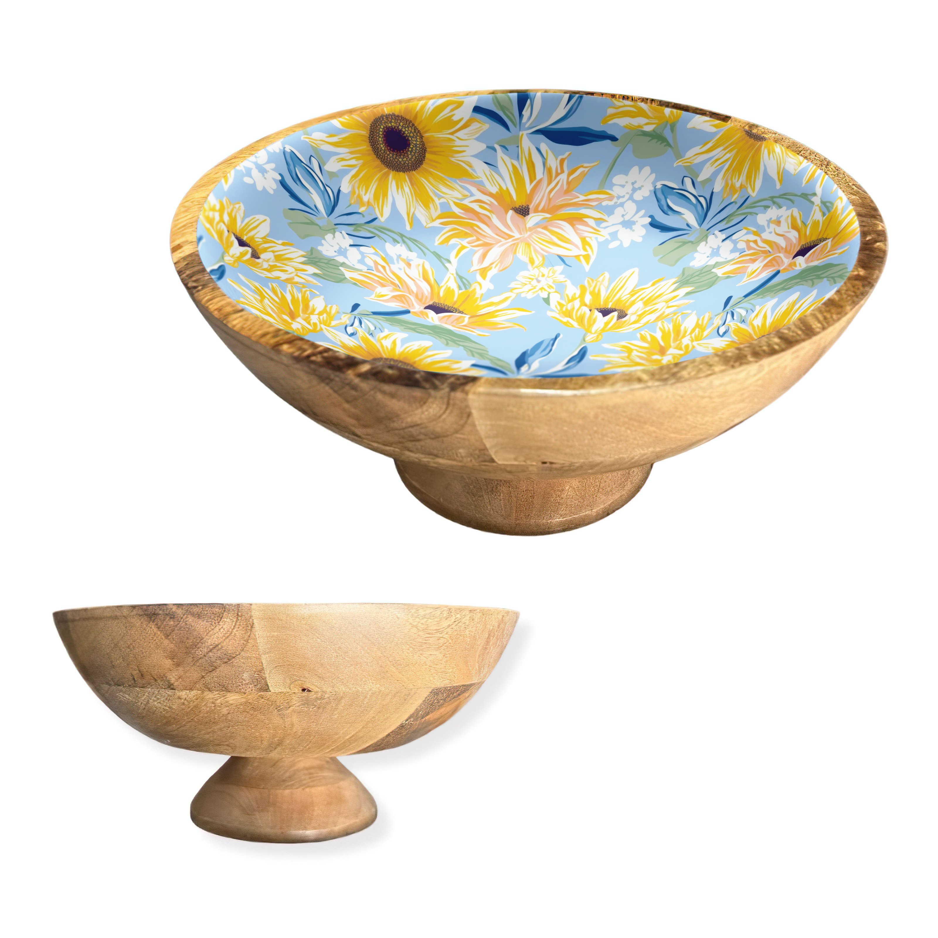 Blue Sunflower 12" Decorative Pedestal Bowl Item
