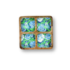 Blue and Green Floral Decorative Tray with 4 Compartments