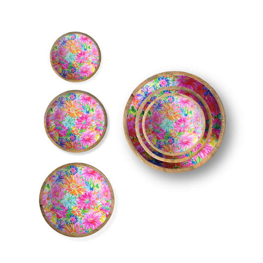 Bright Floral Set of 3 Decorative Bowls