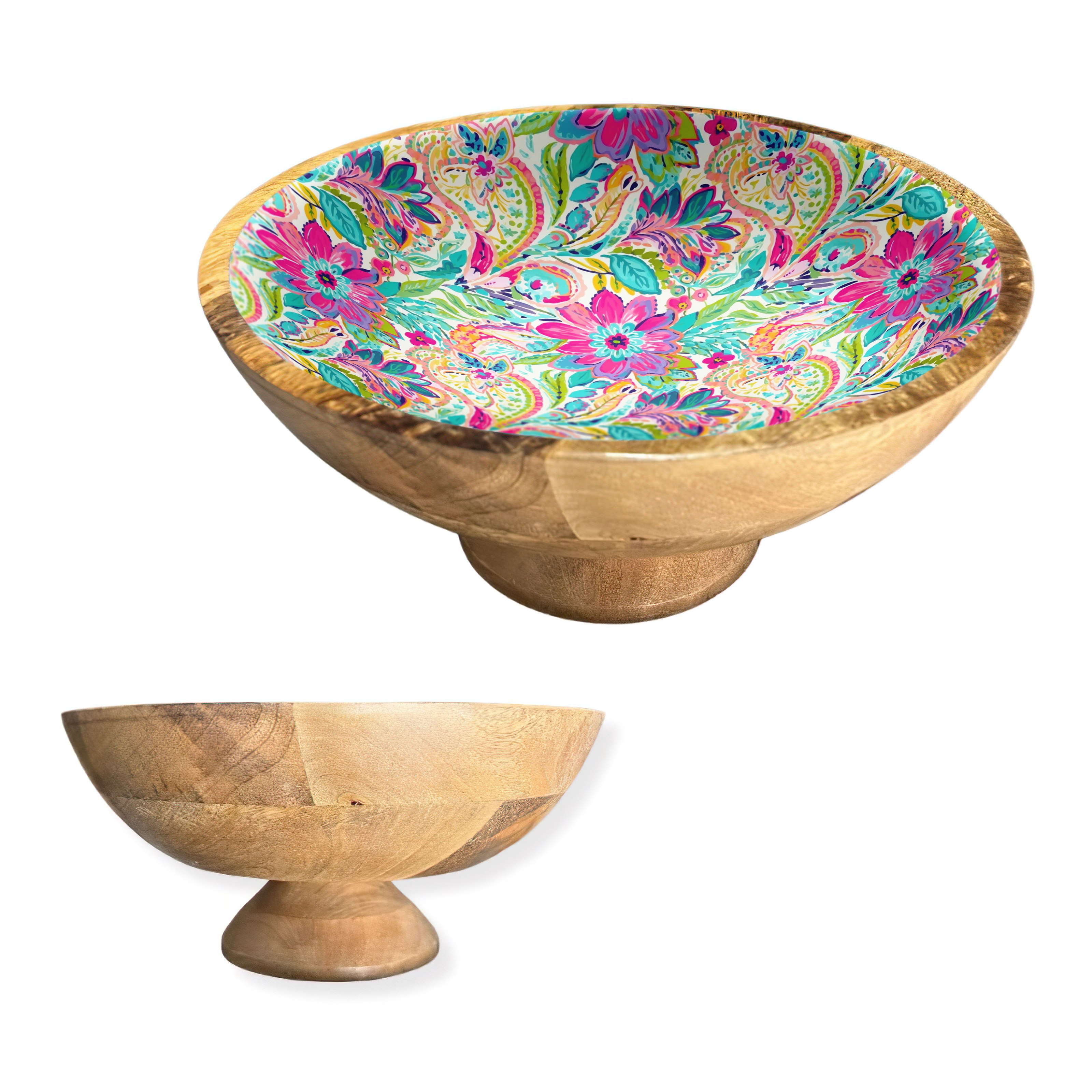 Bright Paisley 12" Decorative Pedestal Bowl