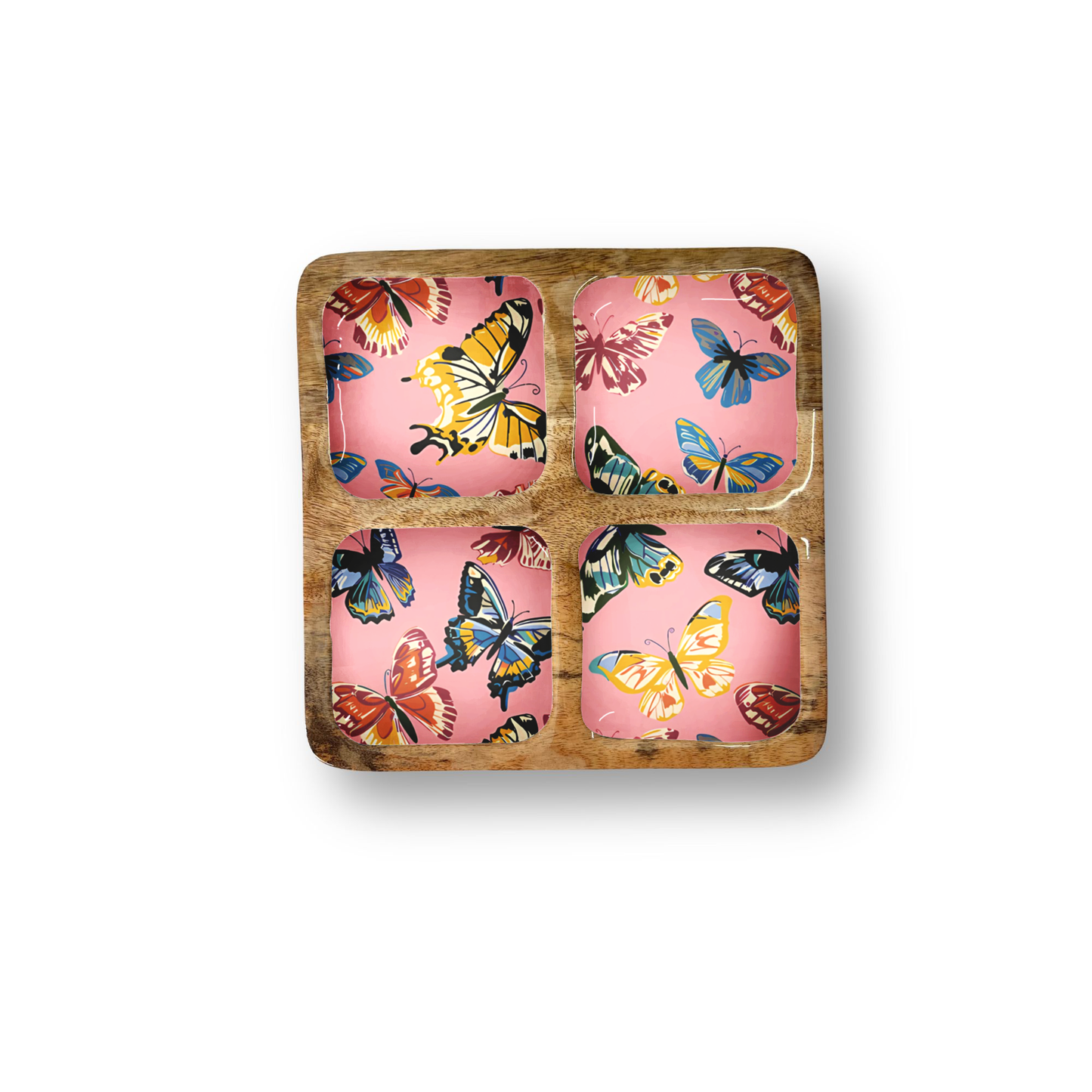 Butterfly Decorative Tray with 4 Compartments