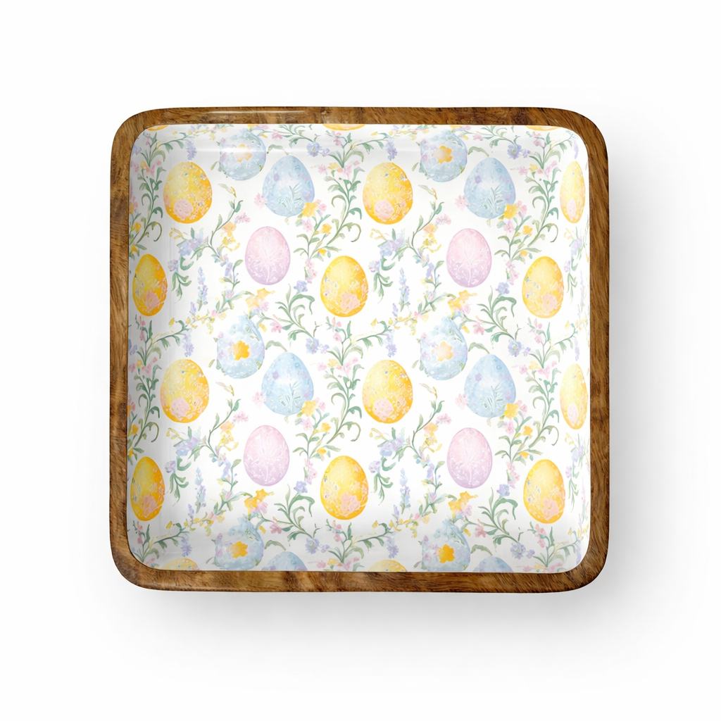Floral Egg 10" Square Tray