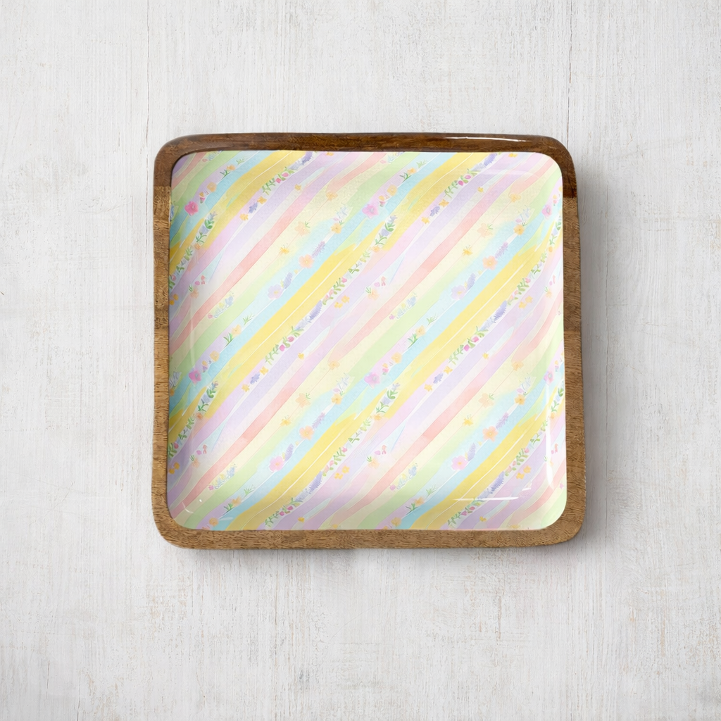 Spring Stripes 10" Square Tray
