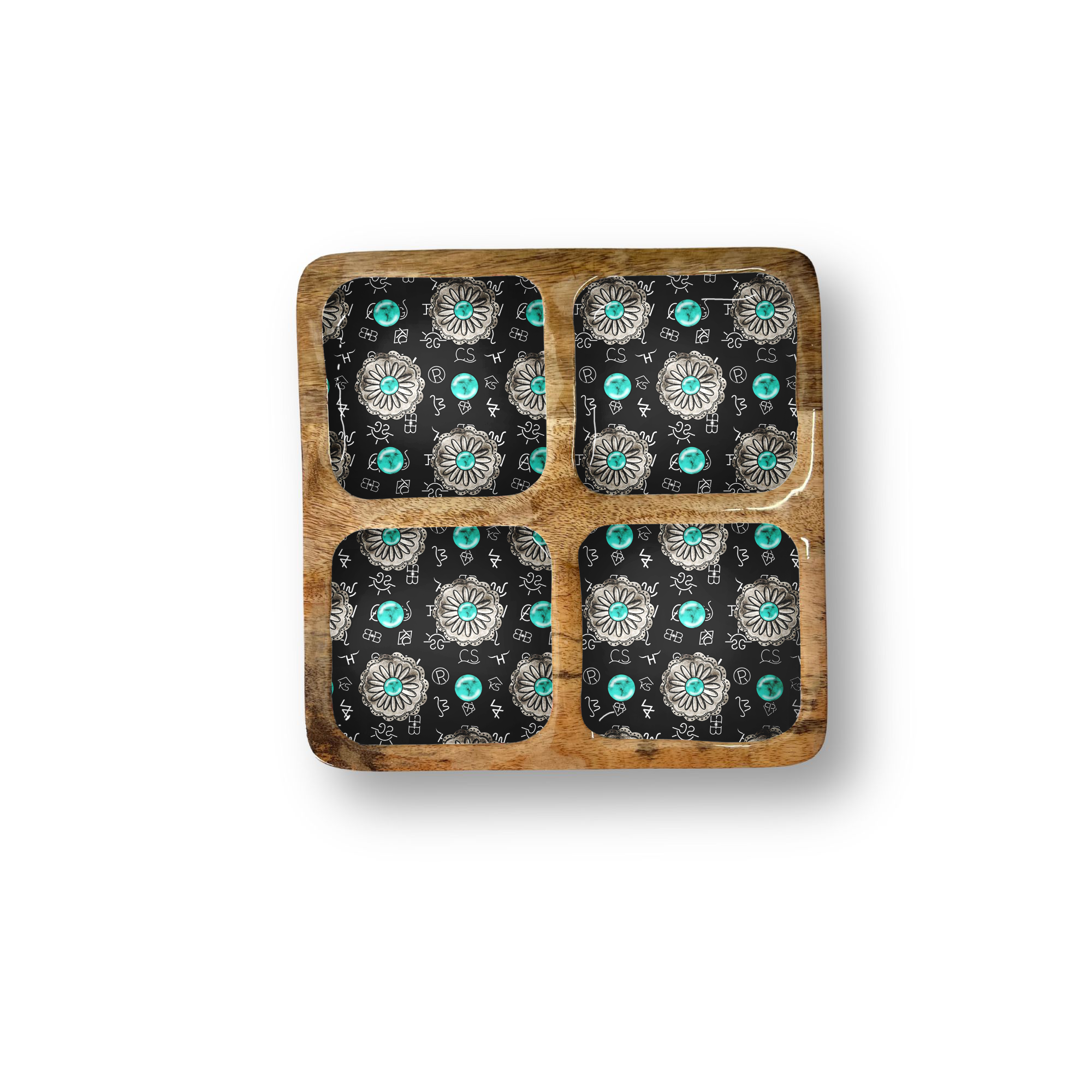 Concho Decorative Tray with 4 Compartments