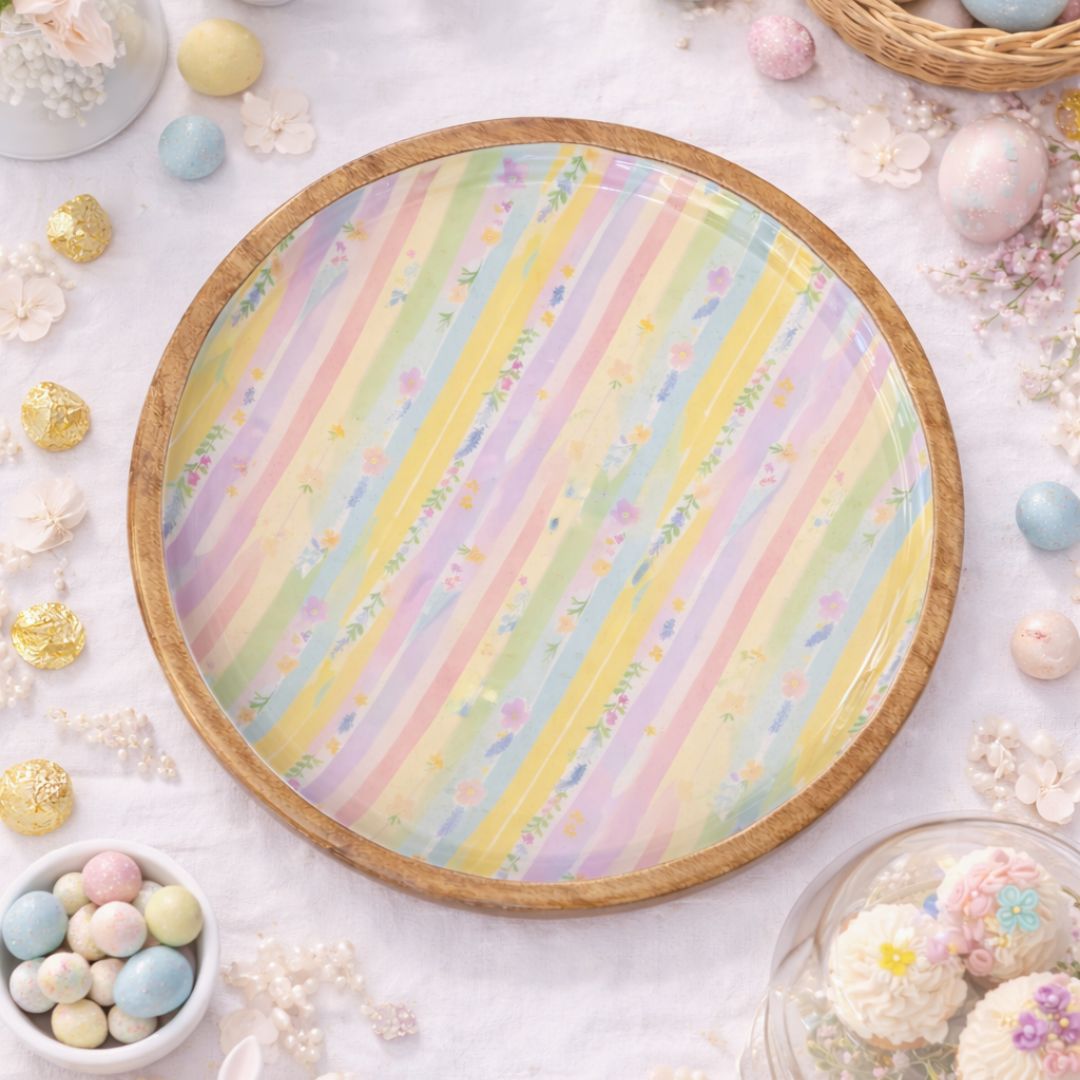 Spring Stripes 10" Round Tray