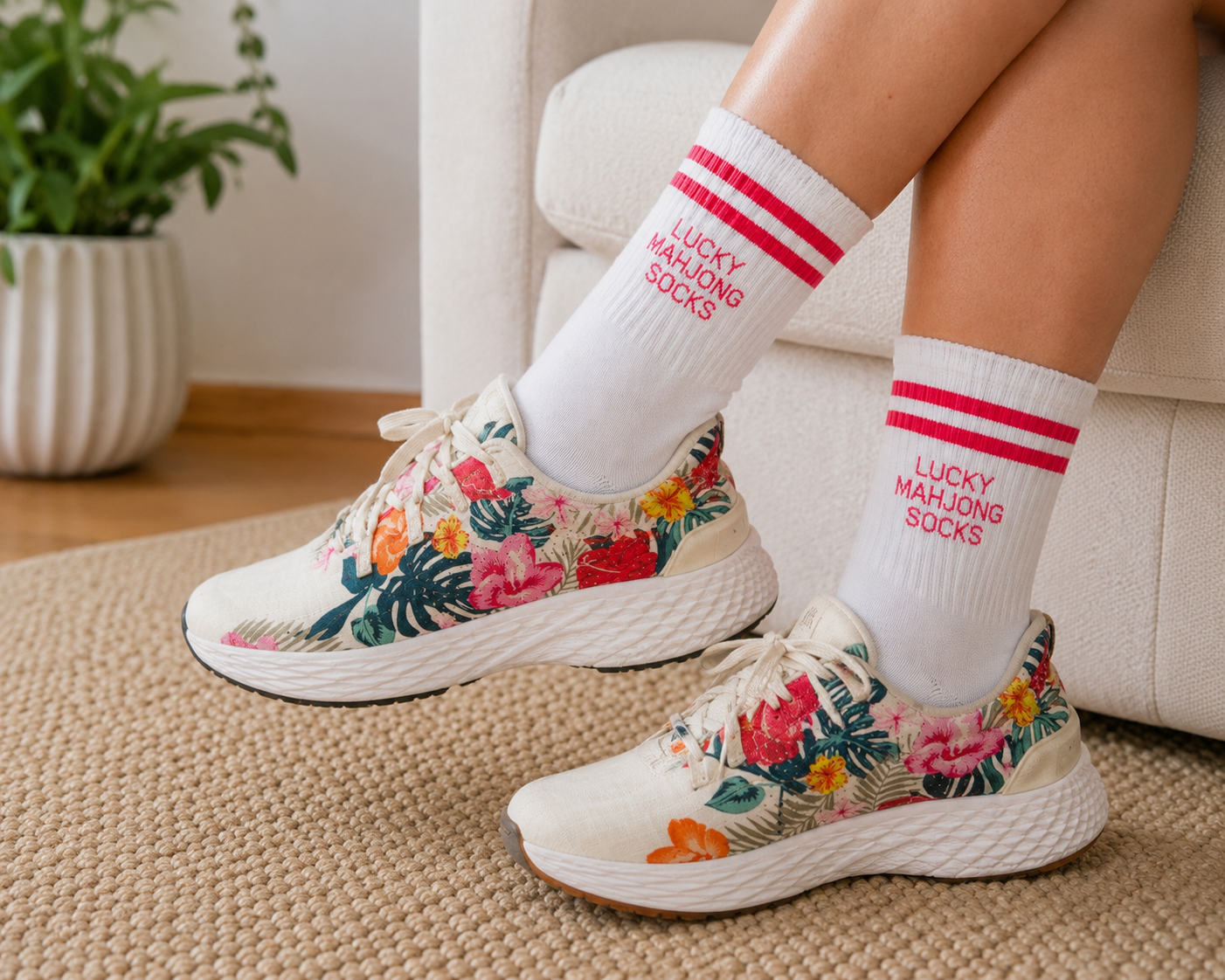 Lucky Mahjong Socks | Premium Cotton Women's Crew Socks | Funny Mahjong Gift | Mahjong Hostess Gift | Mahjong Tournament Prize