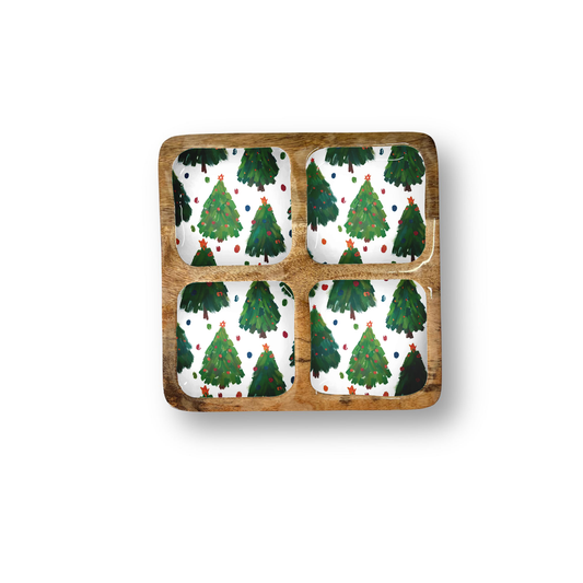 Fun Christmas Tree Decorative Tray with 4 Compartments