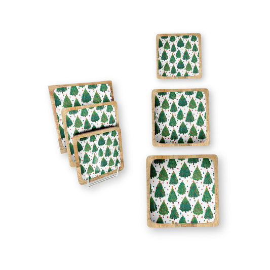 Fun Christmas Tree Set of 3 Decorative Square Trays