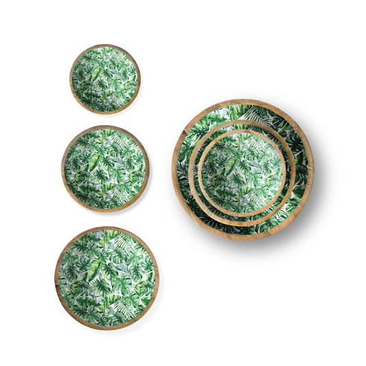 Green Palm Set of 3 Decorative Bowls