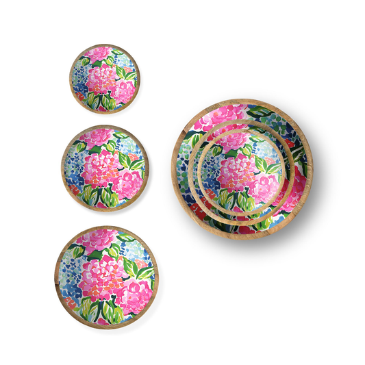Hydrangeas Set of 3 Decorative Bowls