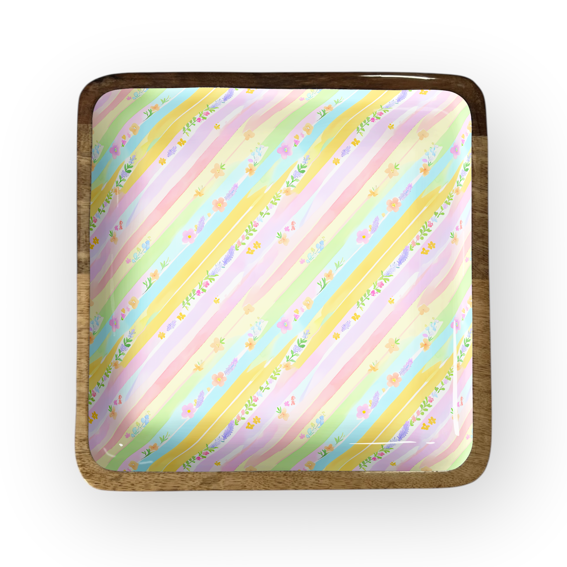 Spring Stripes 10" Square Tray
