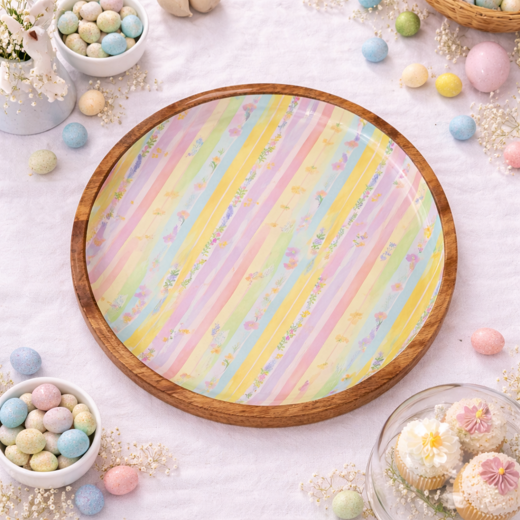 Spring Stripes 10" Round Tray