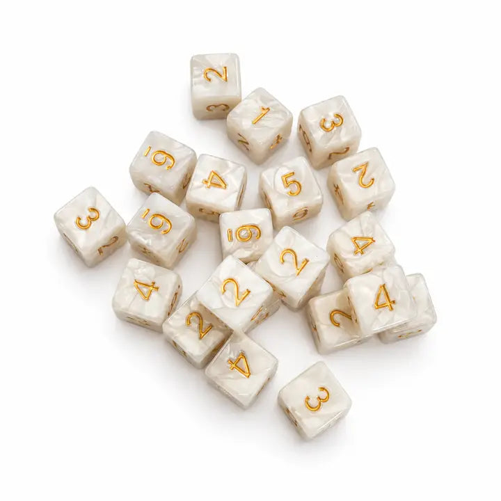 Pearlized Acrylic Mahjong Dice Set – Metallic Gold Numbering, Specialty Game Accessories