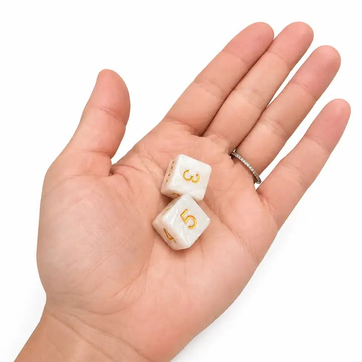 Pearlized Acrylic Mahjong Dice Set – Metallic Gold Numbering, Specialty Game Accessories