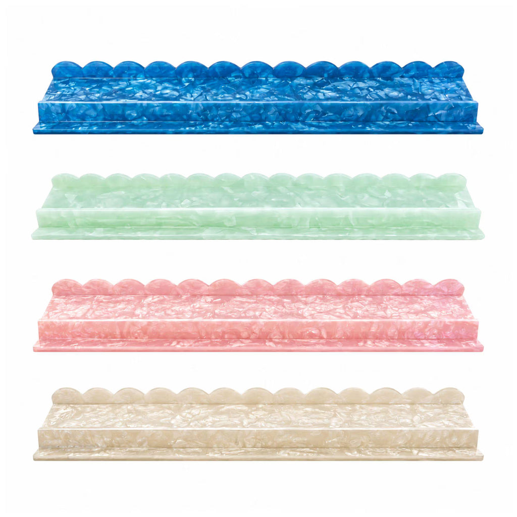 Set of 4 Luxury Pearlized Acrylic Mahjong Racks – 20" Scalloped Edge Design