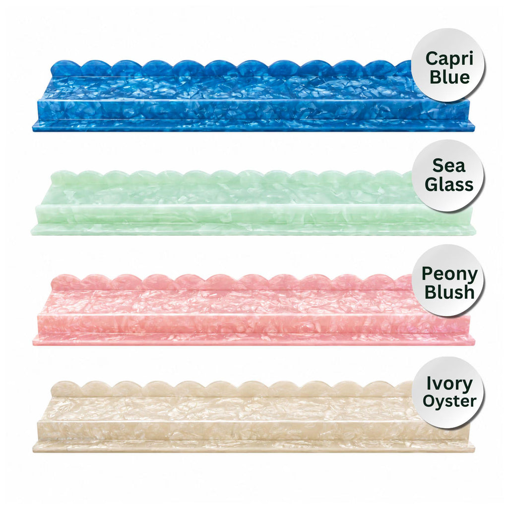 Set of 4 Luxury Pearlized Acrylic Mahjong Racks – 20" Scalloped Edge Design