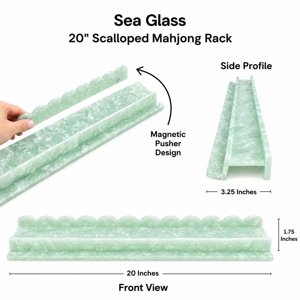 Set of 4 Luxury Pearlized Acrylic Mahjong Racks – 20" Scalloped Edge Design